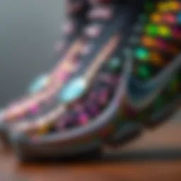 Close-up view of the LeBron 21 Abalone showcasing intricate design elements