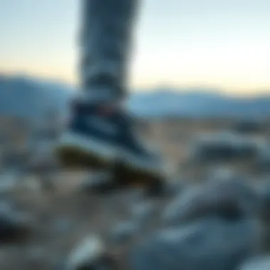 Lowa shoes on a rocky trail