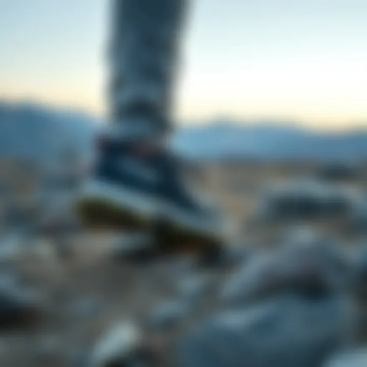 Lowa shoes on a rocky trail