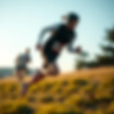 Dynamic runner in action, showcasing athletic apparel.