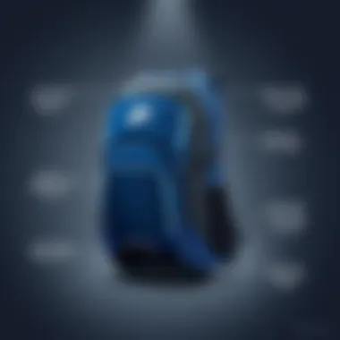 Functional design features of the blue Nike backpack