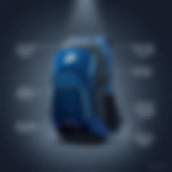 Functional design features of the blue Nike backpack