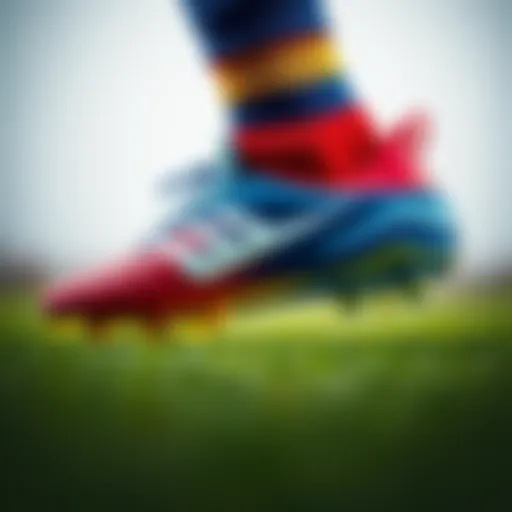 Innovative Design of Messi's Signature Cleats Close-up of Messi's signature soccer cleats showcasing innovative design