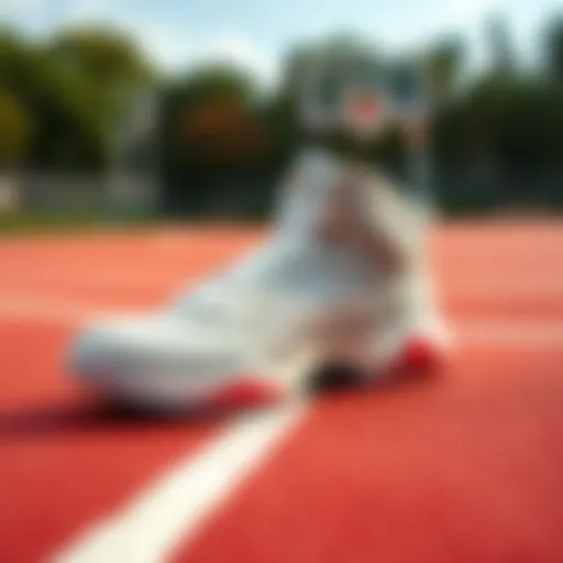 Stylish NBA basketball shoes on a court