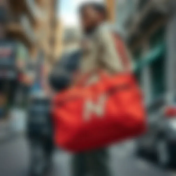 Trendy New Balance bag in urban environment