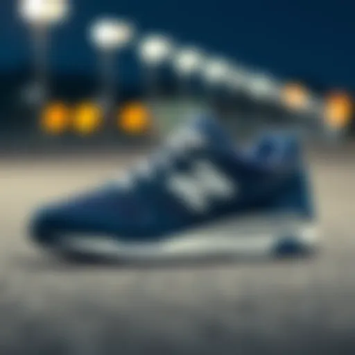 Elegant design of New Balance navy shoes showcasing unique style