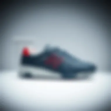 Material Selection in New Balance Navy Shoes Material selection in New Balance navy shoes illustrating quality and durability