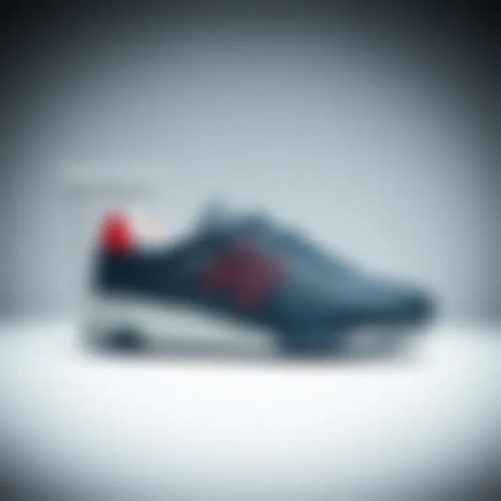 Material Selection in New Balance Navy Shoes Material selection in New Balance navy shoes illustrating quality and durability