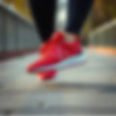 Dynamic performance of New Balance red women’s footwear