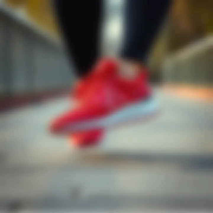 Dynamic performance of New Balance red women’s footwear