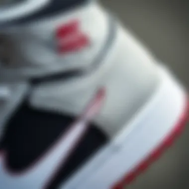 Detailed Examination of Design Elements Close-up of Nike Air Jordan Gri Beyaz design elements