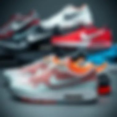 Aesthetic Display of Nike Air Max Models An artistic representation of different models of Nike Air Max arranged aesthetically.