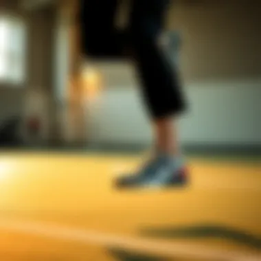 Athlete wearing Nike flat shoes during an active performance