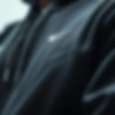 Close-up of Nike hoodie design elements and stitching.