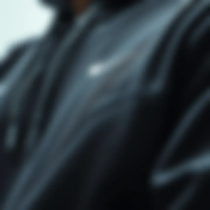 Close-up of Nike hoodie design elements and stitching.