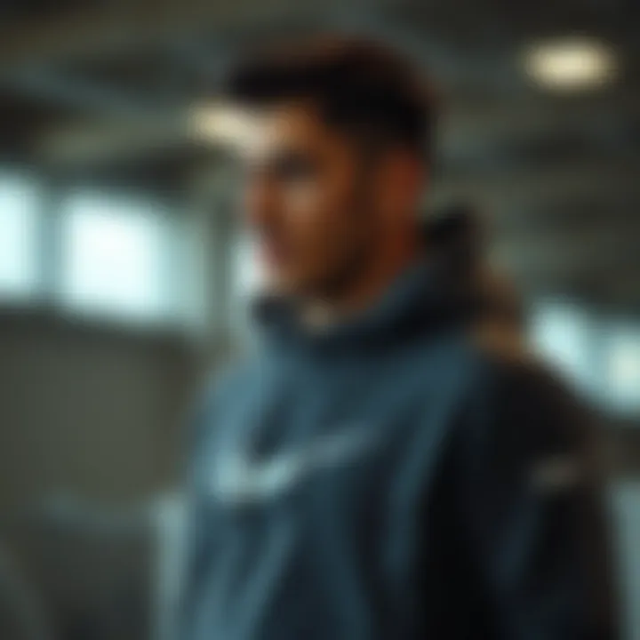 Athlete wearing a Nike hoodie during a workout session.