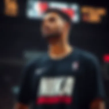 Athlete in Nike NBA T-Shirt An athlete wearing a Nike NBA t-shirt during a game
