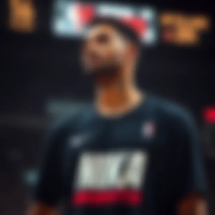 Athlete in Nike NBA T-Shirt An athlete wearing a Nike NBA t-shirt during a game