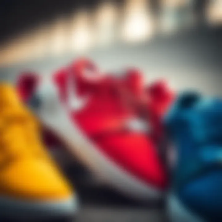 A collection of Nike Royal Court shoes in various colors.