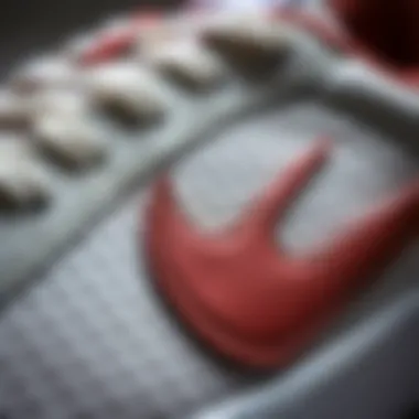 Close-up of the unique texture and material of Nike Royal Court shoes.