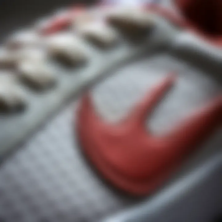 Close-up of the unique texture and material of Nike Royal Court shoes.