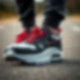 Close-up of Nike thick-soled shoe highlighting its design features