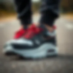 Close-up of Nike thick-soled shoe highlighting its design features