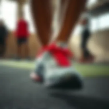 Nike thick-soled shoes worn during a workout session