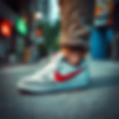 Comfortable Nike Velcro shoes in an urban setting