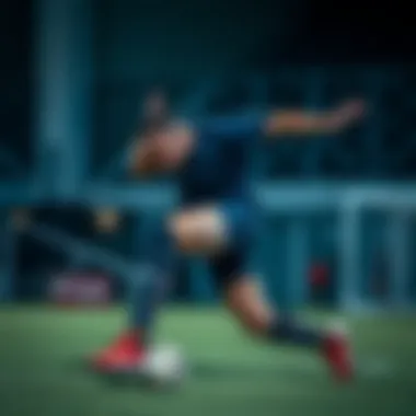 Athlete demonstrating agility with knee protection