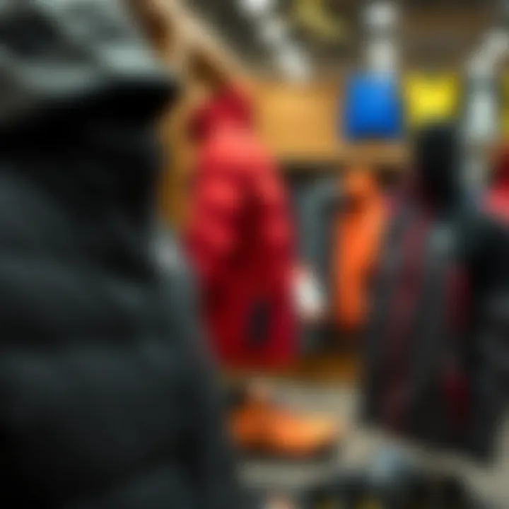 Close-up of high-performance outdoor gear displayed in a store