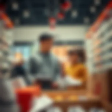 A parent and child shopping for Air Force 1 shoes together