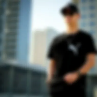 Puma black t-shirt paired with sporty accessories