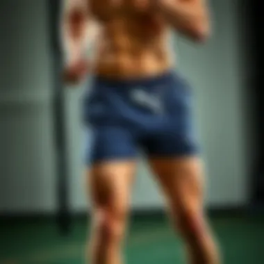 An athlete demonstrating the flexibility and fit of Puma shorts during a workout.