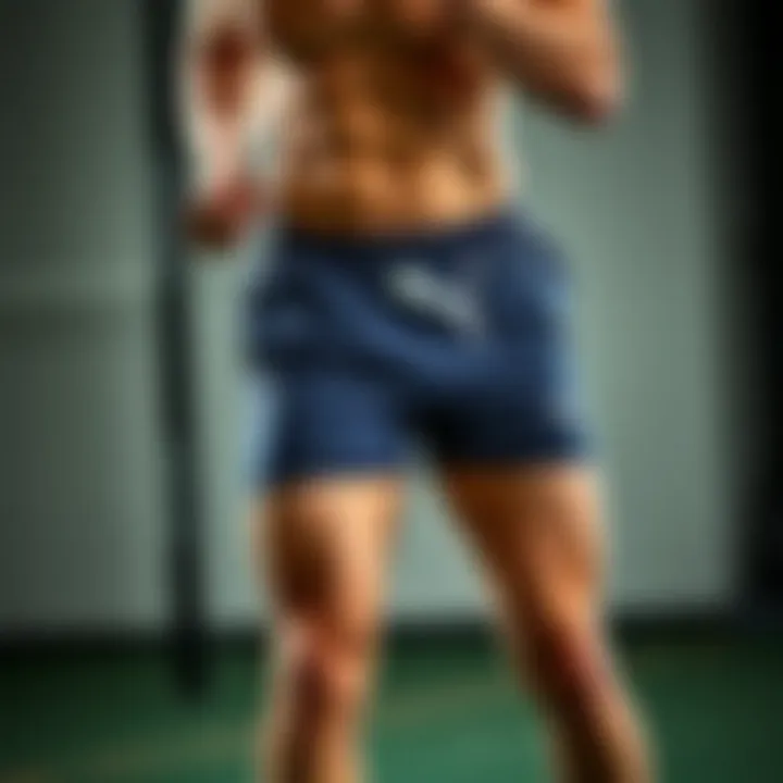 An athlete demonstrating the flexibility and fit of Puma shorts during a workout.