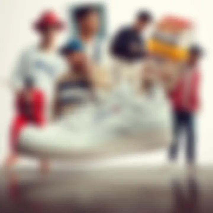 A collage of cultural references influenced by the Reebok Club C sneakers.