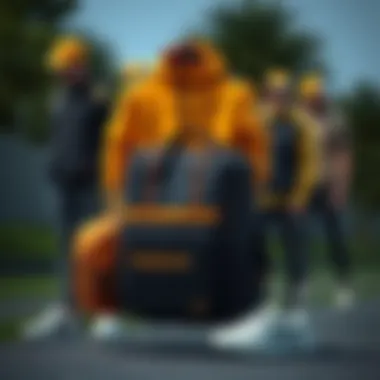 Reebook bag paired with various sports apparel, illustrating the integration of style and function.