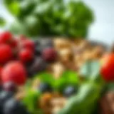A vibrant array of superfoods including berries, nuts, and greens