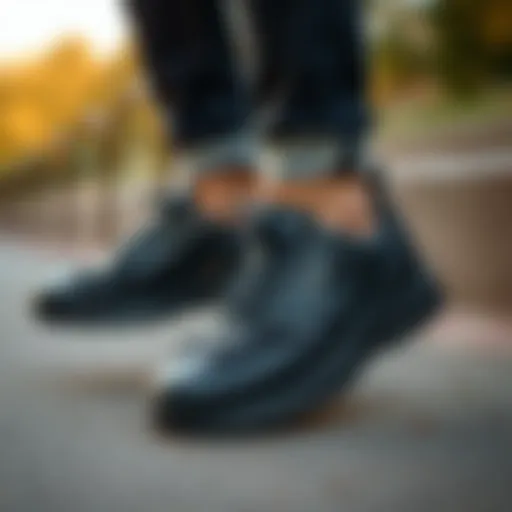 Elegant design of Skechers black leather shoes
