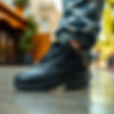 Skechers Black Leather in a Casual Setting Lifestyle shot featuring Skechers shoes in a casual setting