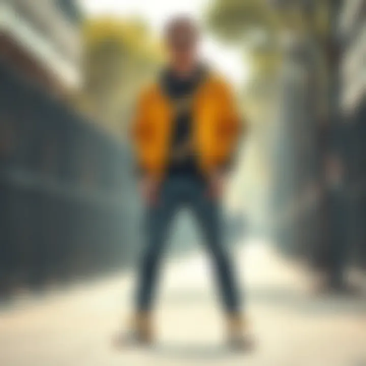 Stylish sneakers jacket ensemble