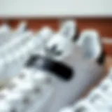 Close-up of Stan Smith shoes showcasing their iconic design