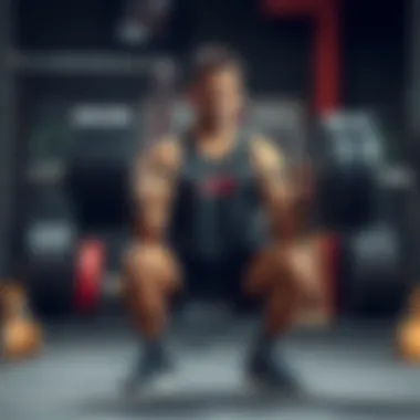 A focused athlete performing a powerlifting squat