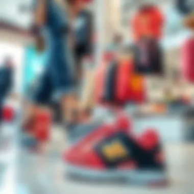 Trendy shopping scene for women's sporty footwear