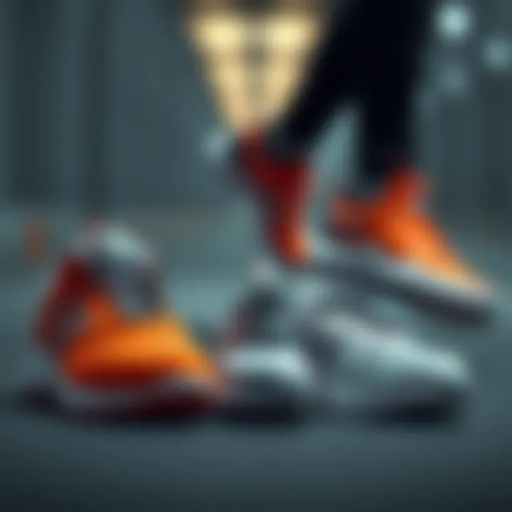 Different types of sports shoes displayed for comparison