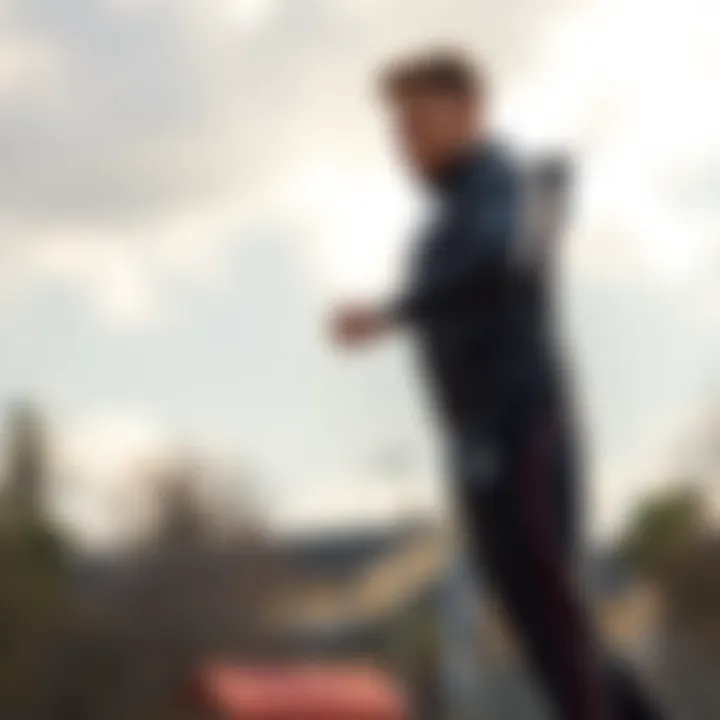 Athlete engaging in dynamic movement wearing an Under Armour tracksuit.