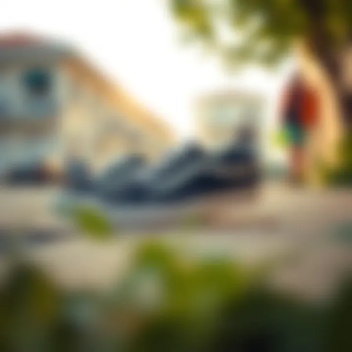 A casual outdoor scene featuring Vans shoes in everyday life