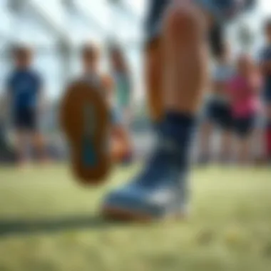 Children's feet wearing Vicco shoes during a game