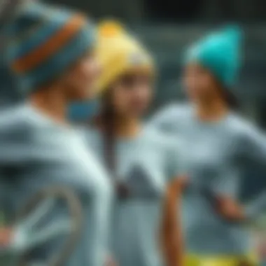 Women engaging in sports with Adidas beanies