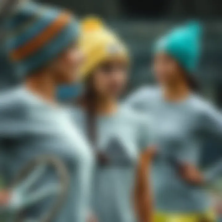 Women engaging in sports with Adidas beanies